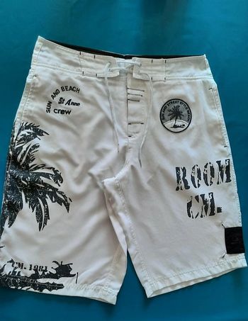 Short de plage blanc & noir