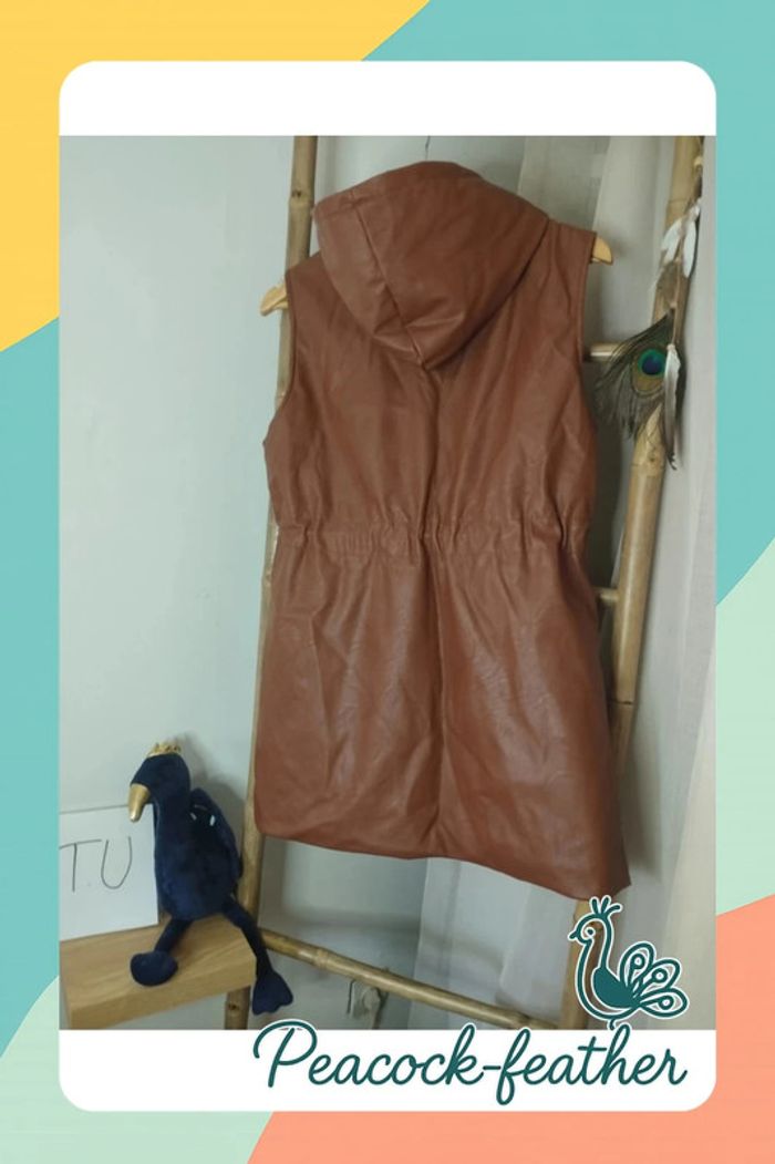 Blouson sans manches simili marron TU - photo numéro 2