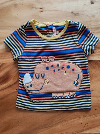 Tee shirt rayé manches courtes rhinocéros