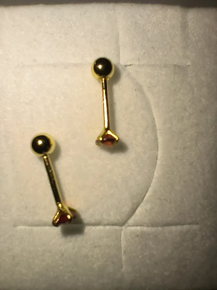 Boucles d'oreilles (puces) rouge et doré - photo numéro 5