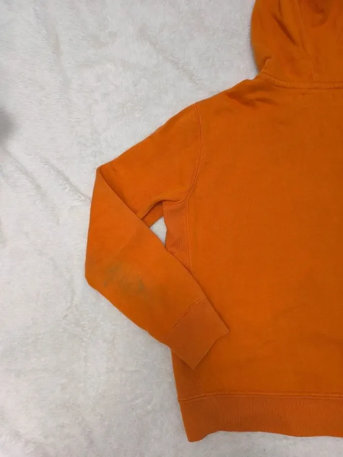 Sweat à capuche zippé Polo Ralph Lauren homme taille L orange manche tachée - photo numéro 9