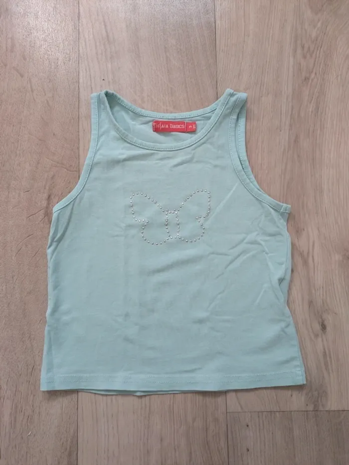 Débardeur turquoise avec papillon 3 ans