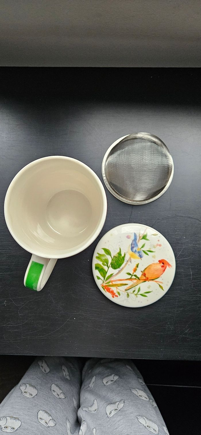 Tasse à thé avec passoire en métal et Couvercle en Porcelaine 320 mL - Trend'up - photo numéro 3