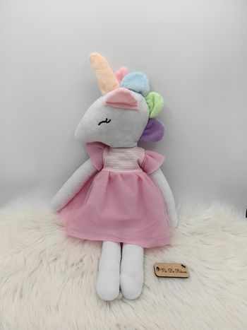 Doudou peluche Licorne Blanc Multicolore Arc en Ciel Zeeman