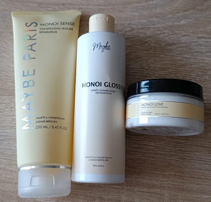 Gamme cheveux Maybe paris Monoi 1 shampooing+1  masque + 1 après shampooing