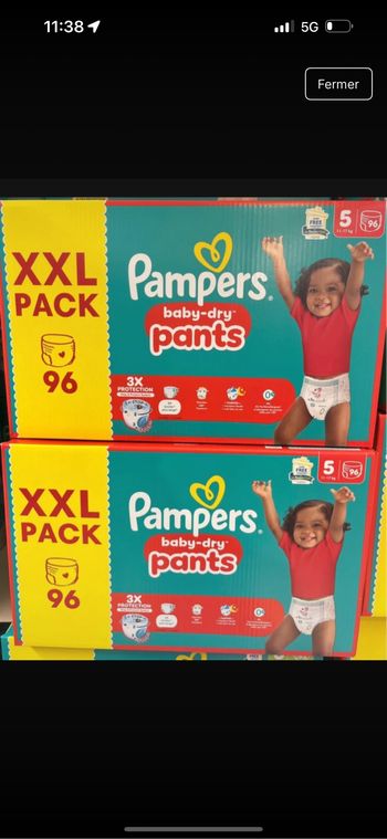 lot de deux paquets couches pampers pant taille 5