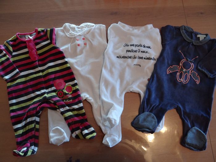 Pyjamas velours bébé fille taille 3 mois. Orchestra, Okaidi, Brioche