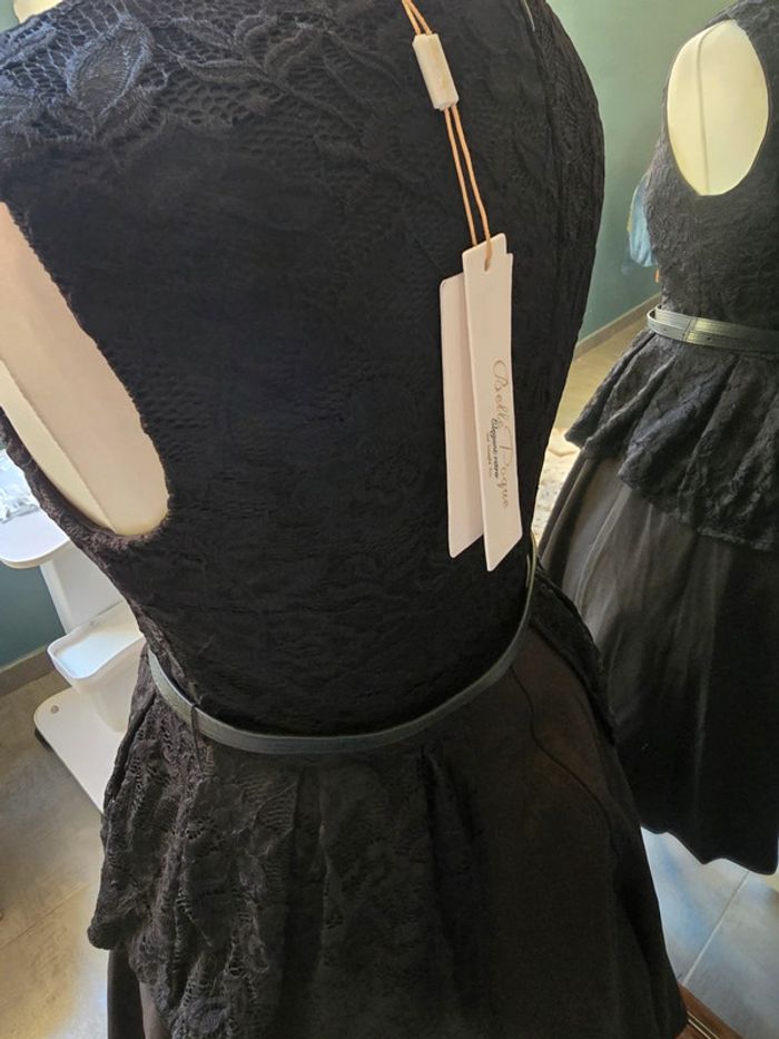 Robe pinup sublime cérémonie bi matière + ceinture belle poque neuve - photo numéro 7
