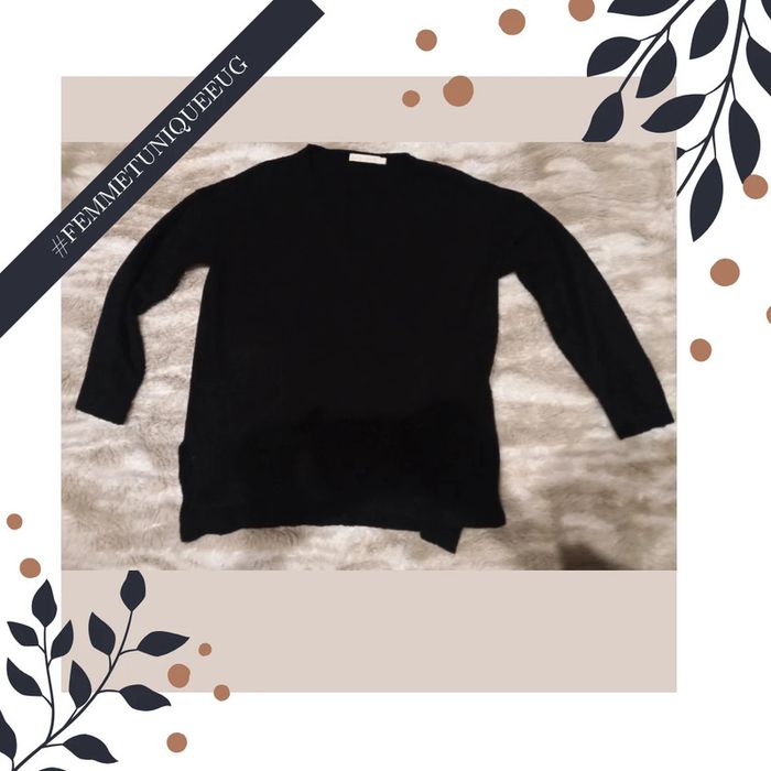 Pull femme col V noir taille unique- rétro&icone - photo numéro 2