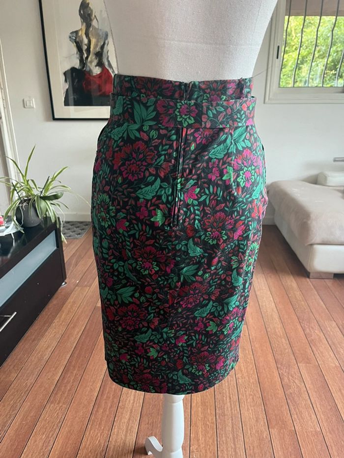 Jupe chic mi longue taille haute imprimée fleurs Naf Naf - photo numéro 4