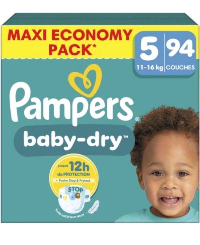 Carton NEUF de 94 couches Pampers baby-dry taille 5