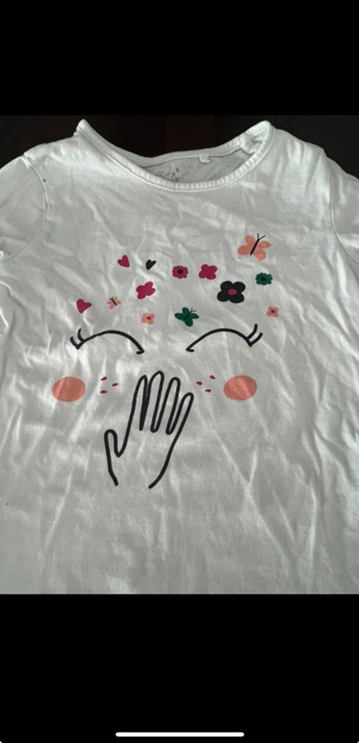 T-shirt manche longue blanc taille 4/6 ans 100% coton marque lupilu - photo numéro 2
