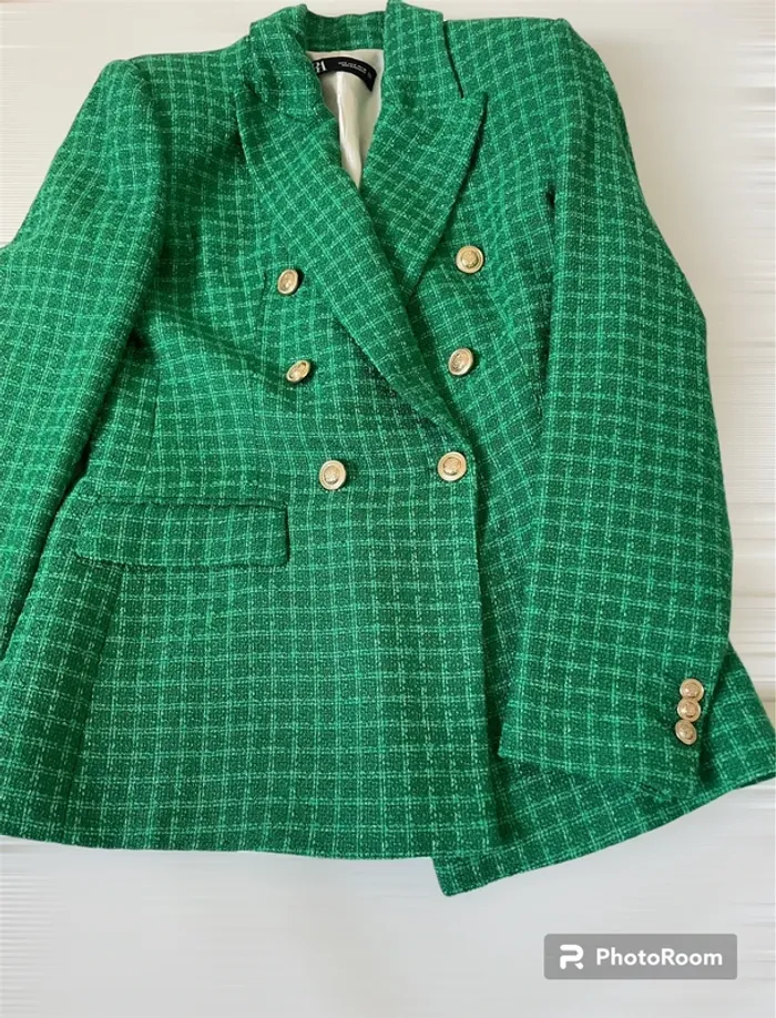 Zara Veste blazer tailleur tweed à boutonnage croisé taille S - photo numéro 12