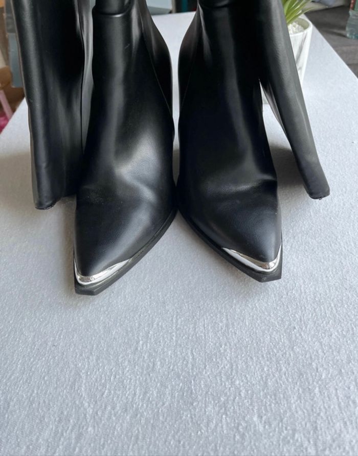 Cuissardes à talons à bout argenté - photo numéro 2