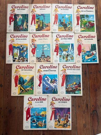 État satisfaisant - Lot de 13 livres anciens blancs Caroline Grands Albums Hachette Pierre Probst