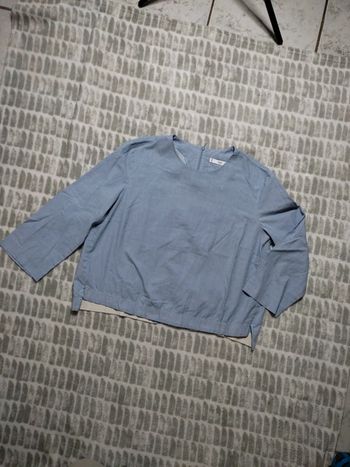 Blouse fluide ample large manches longues bleu clair Mango taille L 40
