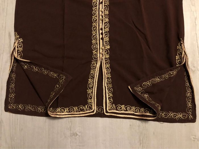 AN9- Blouse marron longue brodée TXXL (44-46) portée 1 fois - photo numéro 4