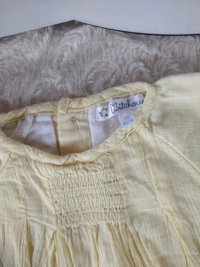 Combinaison barboteuse été robe courte avec body intégré Fille 3 mois Kitchoun 100% coton - photo numéro 5