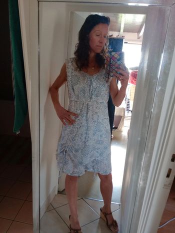 Robe fantaisie 48 blanche bleu grise Fantaisie c19