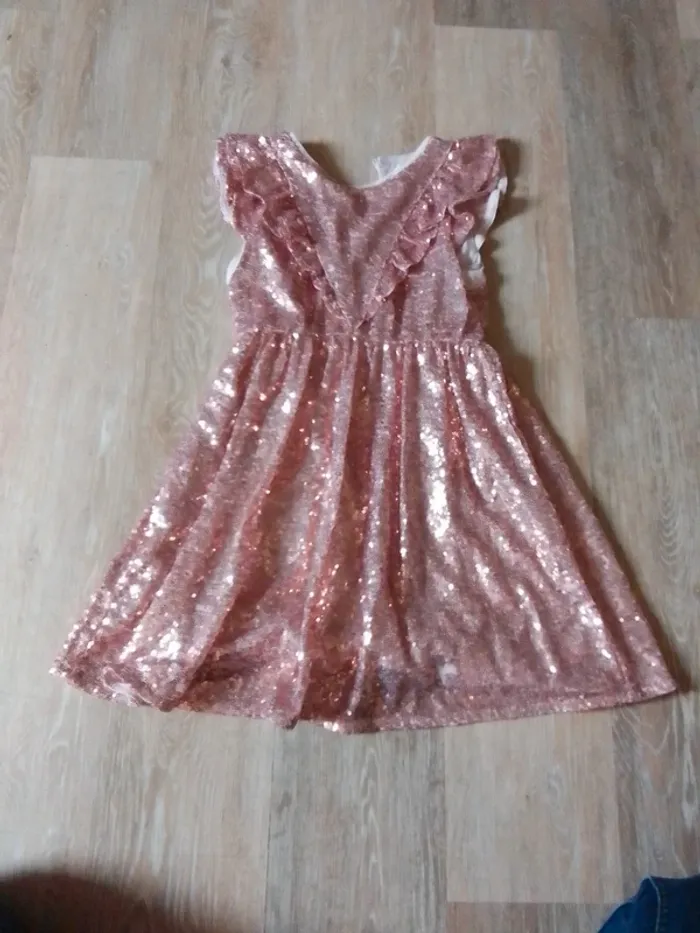 Robe rose paillette sequin 5/6 ans  tex - photo numéro 2