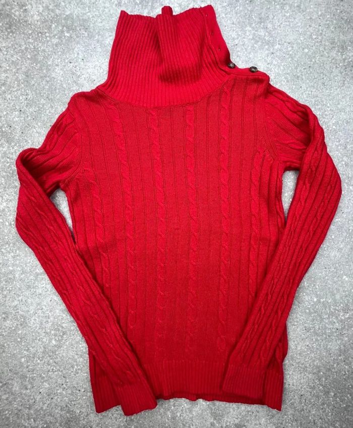 🧥 Pull rouge à col roulé torsadéTommy Hilfiger taille M 🧥 - photo numéro 5