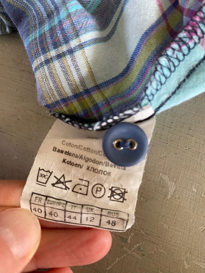 Blouse Camaïeu bleue à carreaux taille 40 - photo numéro 18