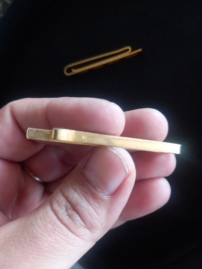 Lot 2 pinces cravatte vintage plaqué or - photo numéro 2