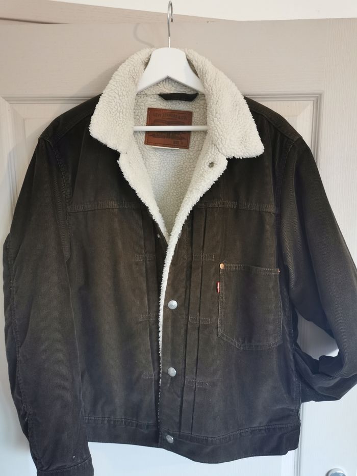 Blouson Levi’s Trucker Sherpa homme – Velours côtelé marron – Taille M