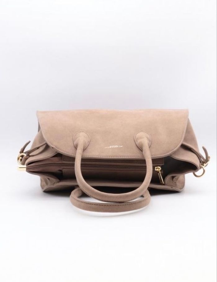 Sac à main Flora & Co taupe neuf avec étiquette en suédine chic & pratique - photo numéro 3