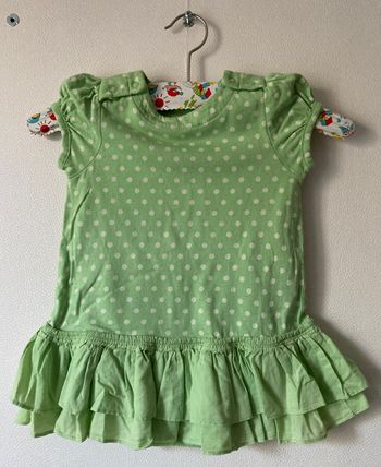 barboteuse volantée verte à pois blanc bébé 6/12 mois