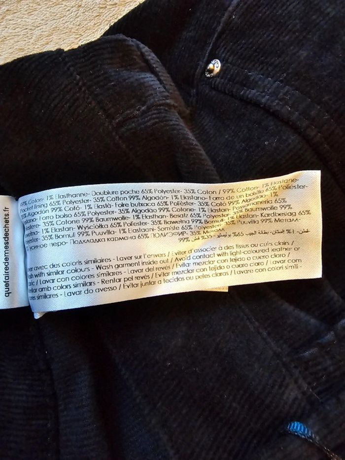 Pantalon marine velours côtelé Caroll Taille 38 - photo numéro 6