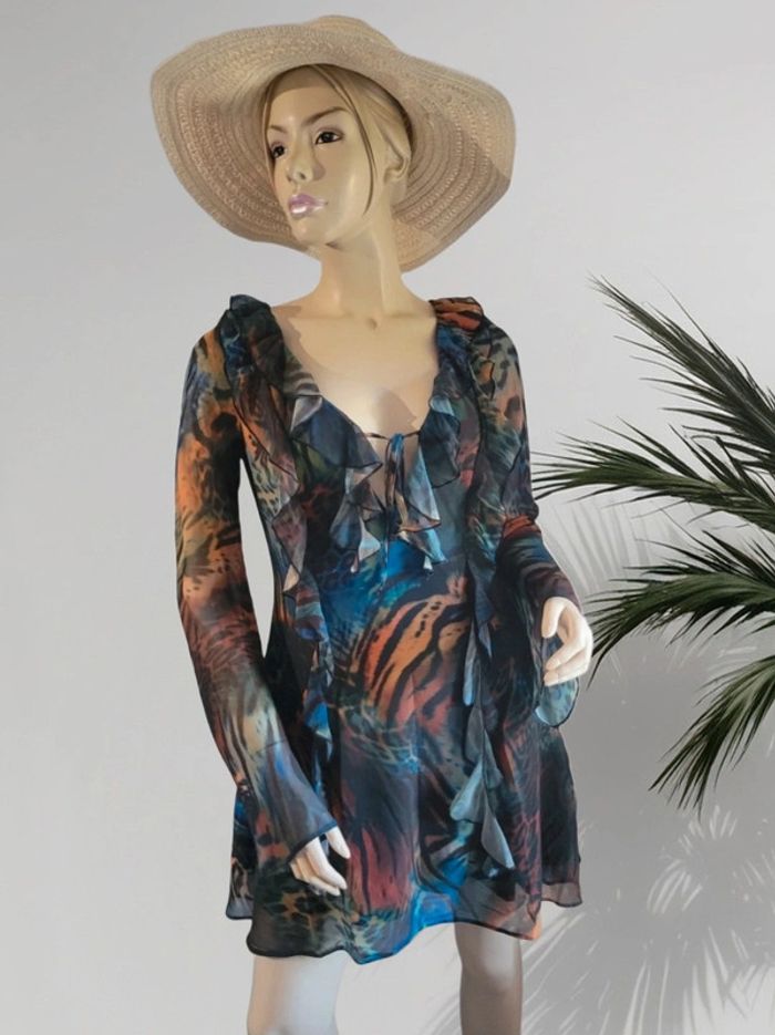 Robe courte volantée m. longue taille 38 - photo numéro 3