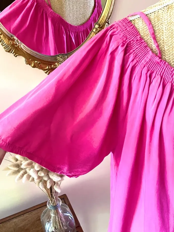 Robe Fluide Rose à Bretelles Robe Style Estival Chic et Confortable Taille M - photo numéro 9