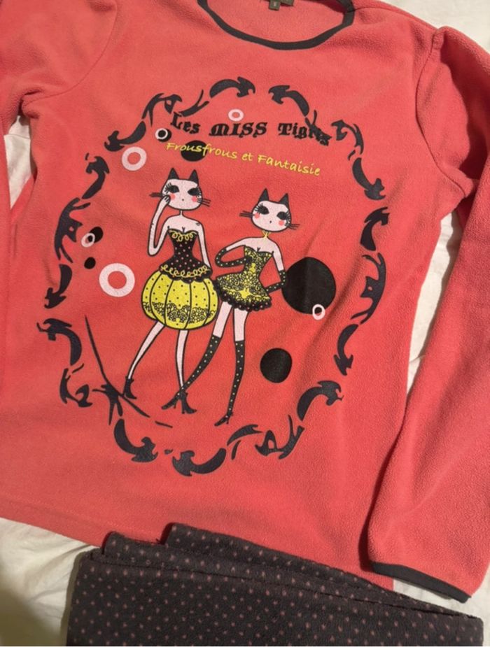 Pyjama fille rose motif chats – Taille 16 ans (convient à  12/13  ans) - photo numéro 3