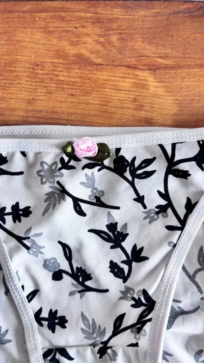 💕 culotte blanche bord fin motif fleurs taille 36 S #tabitha - photo numéro 2