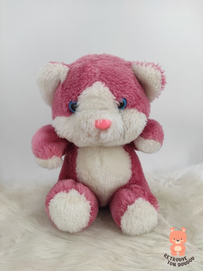 Peluche Chat Rose en Blanc Vintage Eluz