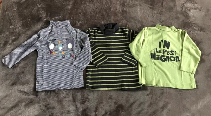 Lot de 3 t-shirts à col roulé 12 mois