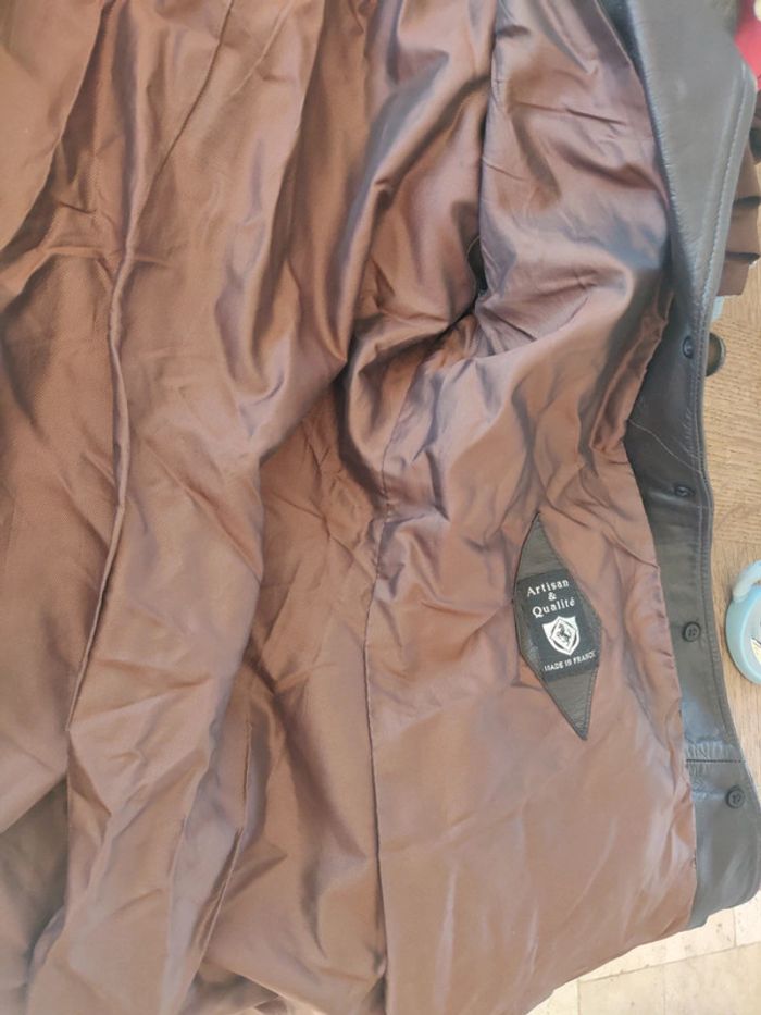 Blouson long en cuir ceinturé Also cuir vintage femme taille 38 - photo numéro 9