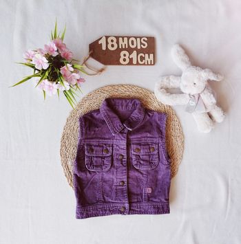 Veste 👣 sans manches, velours côtelé, violette, fille, orchestra, 18 mois