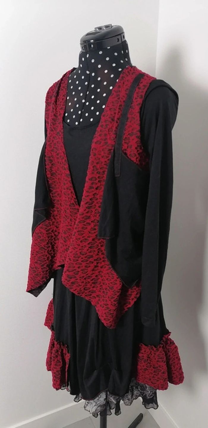 Robe et veste asymétrique 2 en 1 noir rouge Taille M C'fait pour vous - photo numéro 3