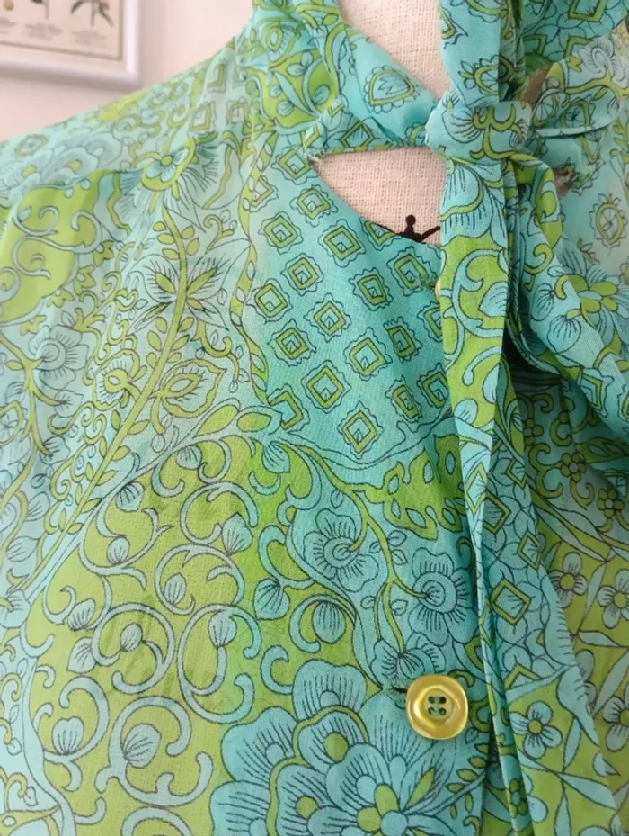 Chemise verte voile vintage handmade - photo numéro 9