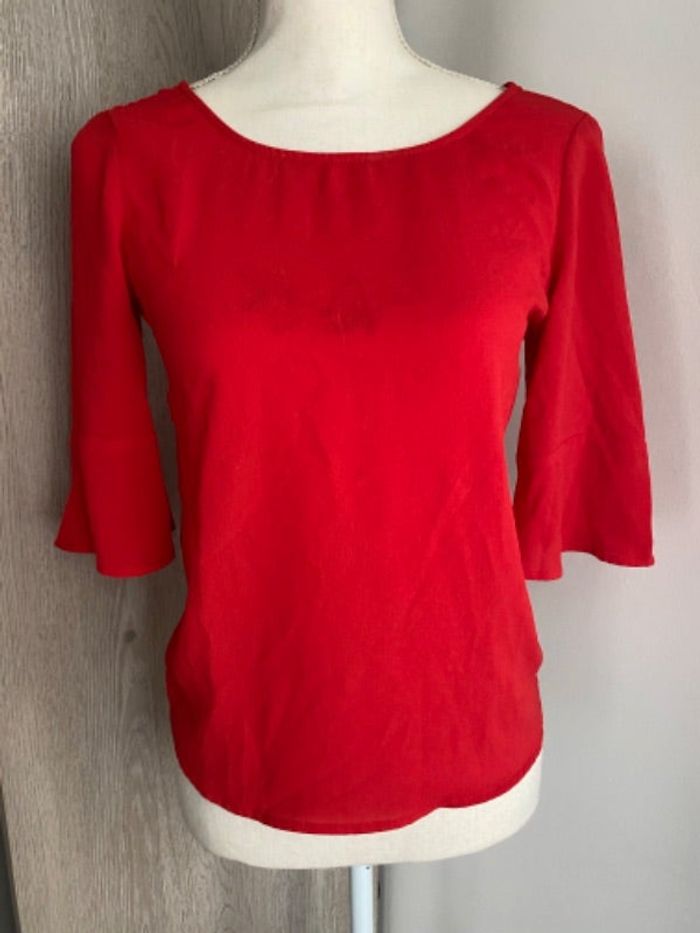 Blouse rouge manches 3/4