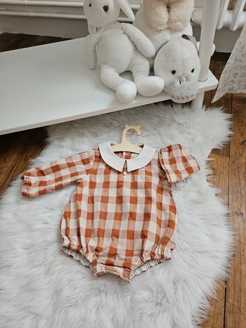 Barboteuse vichy camel