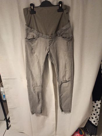 Pantalon jean de grossesse gris clair