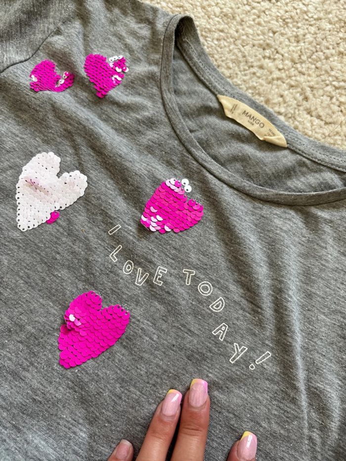 T shirt gris à cœurs - photo numéro 5