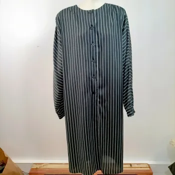 Robe chemise à rayures verticales noires et blanches Cori vintage – fluide et vintage taille 46 A765