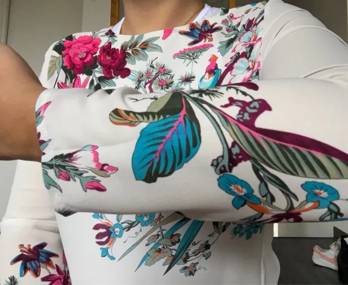 Blouse blanche fleurs rose Shein - photo numéro 3