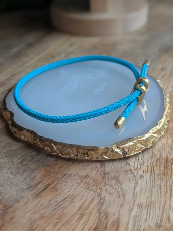 Bracelet cordon H bleu ciel - photo numéro 4