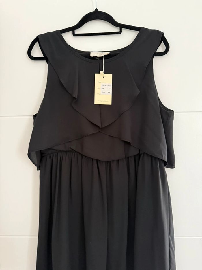 Robe tunique noir neuf Kleid dress Vestido Vestito jurk jumpsuit femme volant mujer donna élastique - photo numéro 4