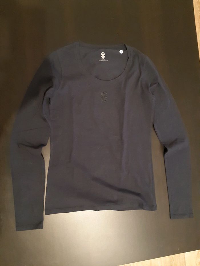 T-shirt femme manches longues bleu